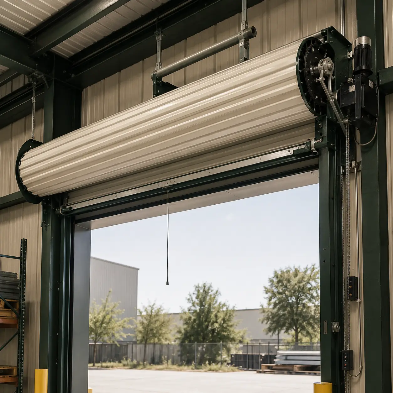 Commercial roll-up garage door replacement parts and hardware in Pearland Texas