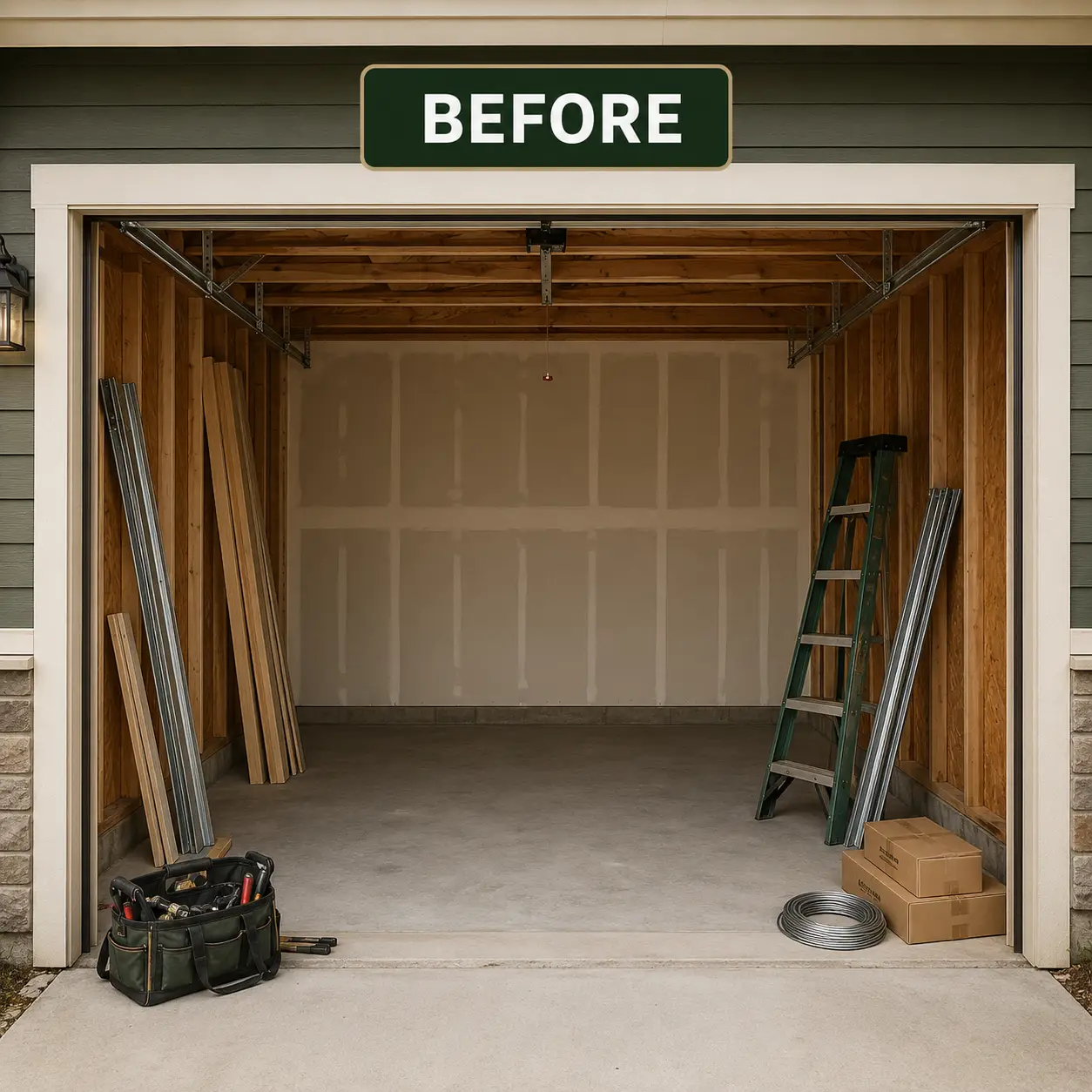 Garage door installation hardware and fitting details in Pearland, Texas