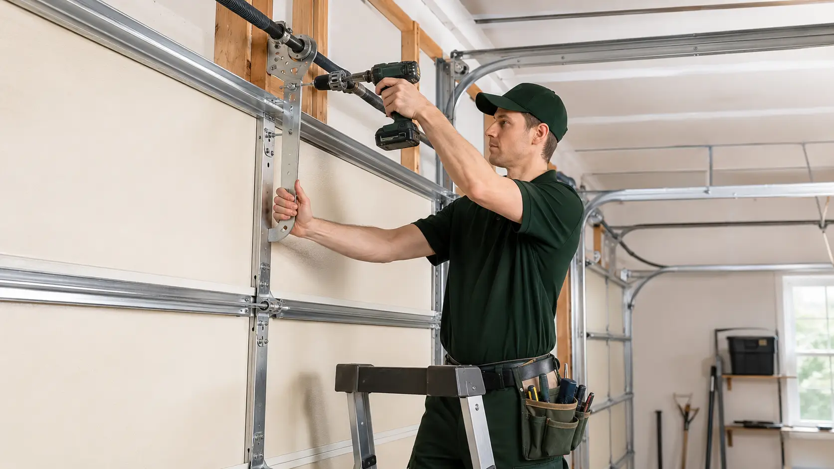 Garage door maintenance service consultation in Pearland, Texas