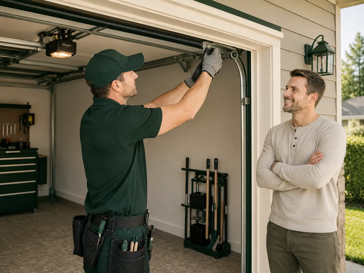 Professional garage door repair service team in Pearland Texas