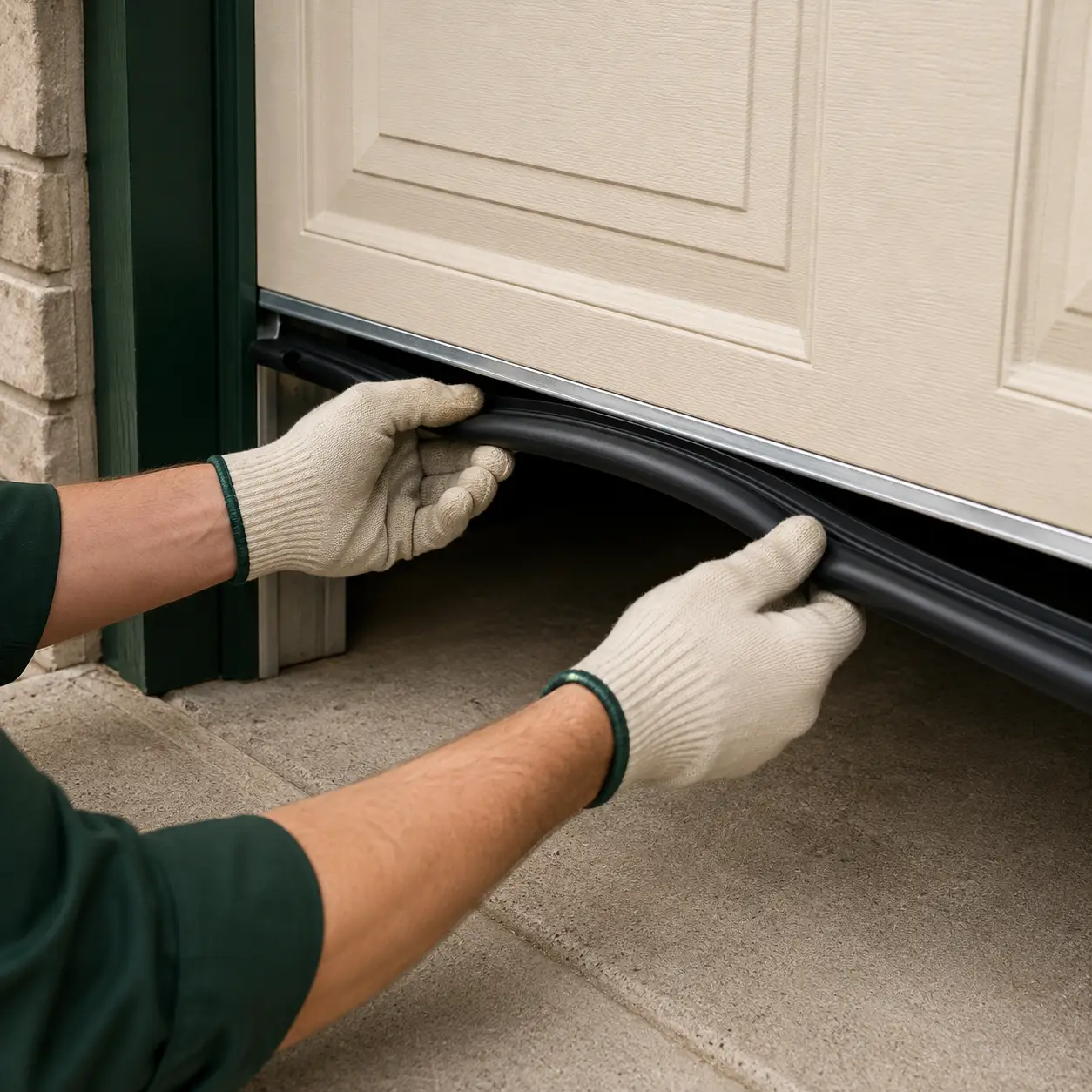 Professionally weather-sealed garage door in Pearland, Texas